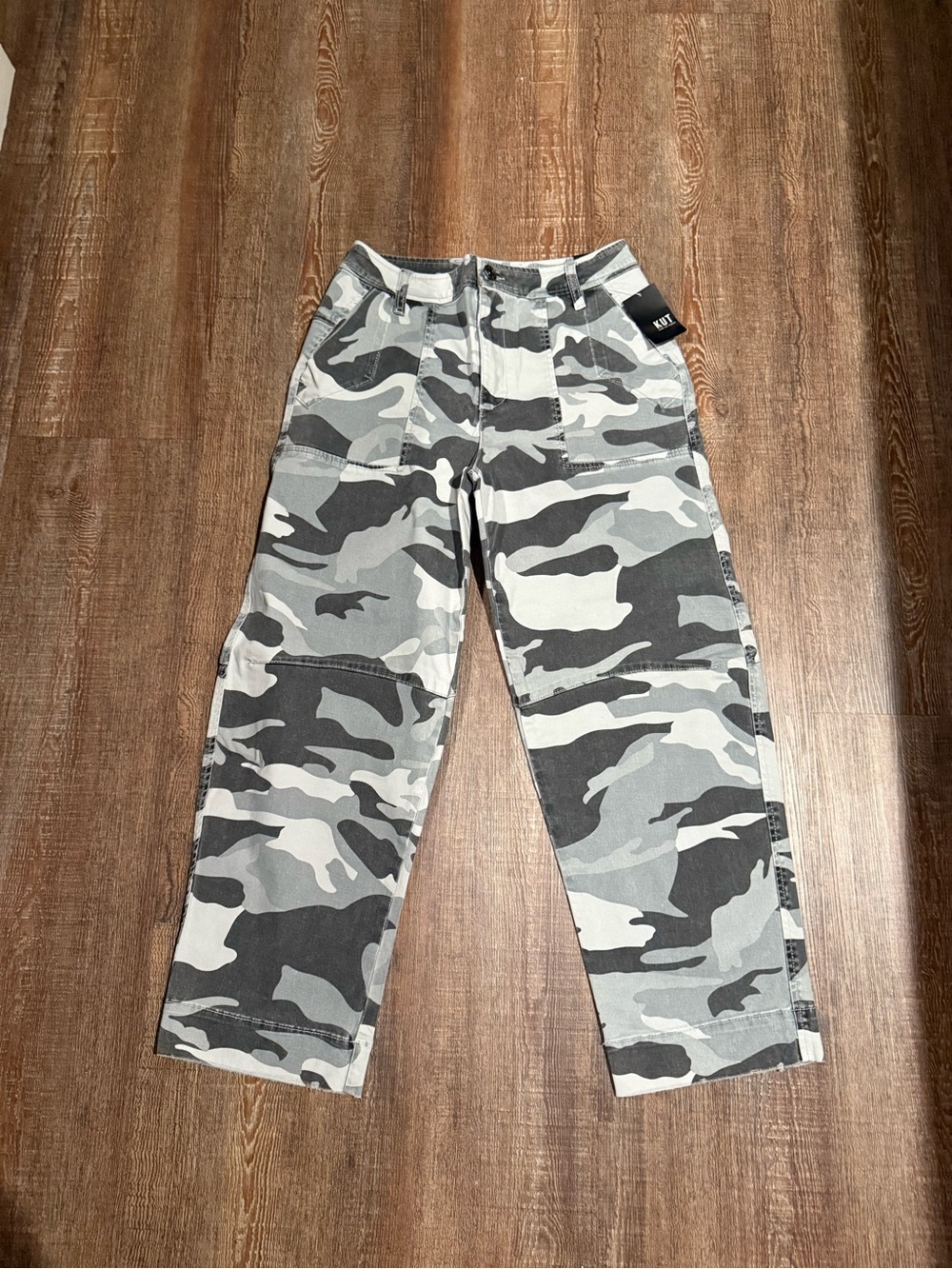 Women’s Gray Camo Barrel Leg Pants